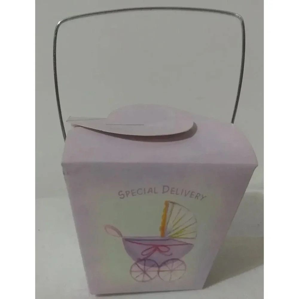 18 Mini Treat Boxes Baby Shower Special Delivery‎ Closable with Handle 2.5